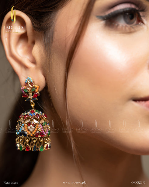 Buy Sublime Nauratan Jhumka Online in Pakistan | Jadeno.pk
